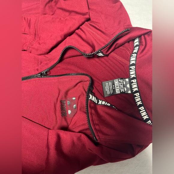 PINK Victoria's Secret Sweaters - PINK Victoria's Secret Women's Burgundy Zip-Up Sweater
